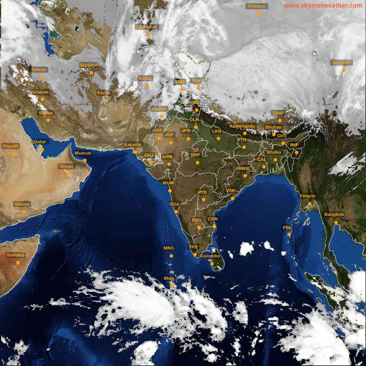 Latest INSAT Weather Satellite Image of India - Infrared Map - 06:00 IST on 31 December 2025