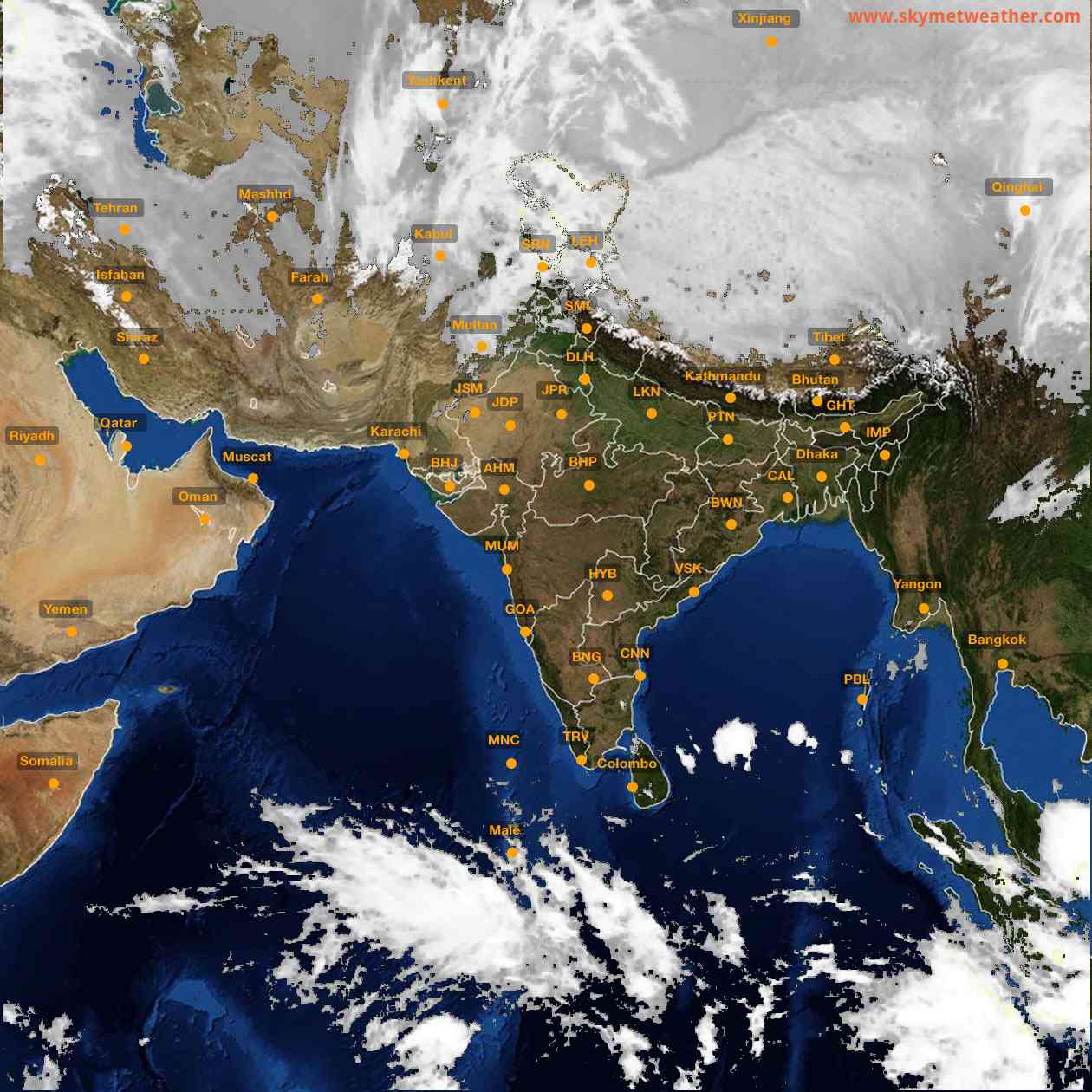 Latest INSAT Weather Satellite Image of India - Infrared Map - 07:00 IST on 31 December 2025