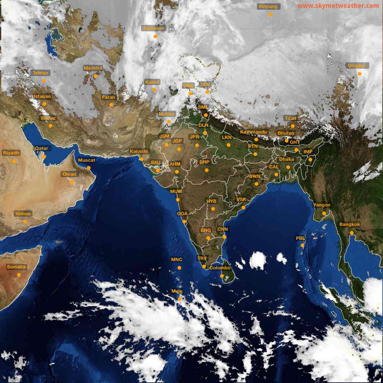 Latest INSAT Weather Satellite Image of India - Infrared Map - 08:00 IST on 31 December 2025