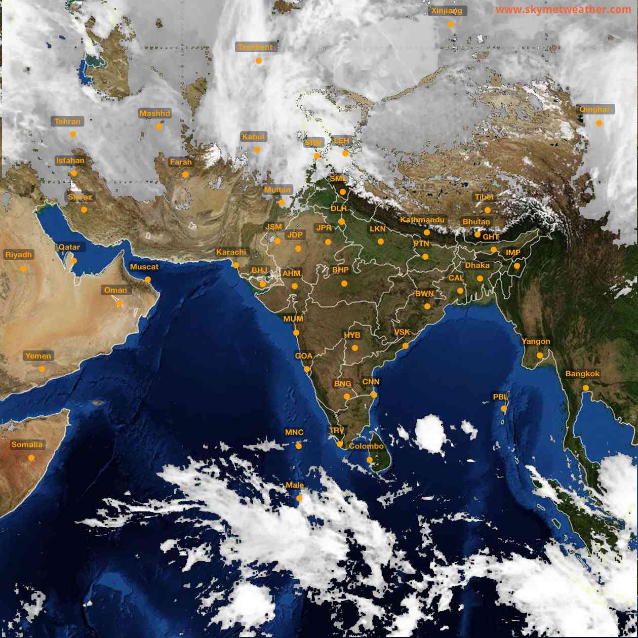 Latest INSAT Weather Satellite Image of India - Infrared Map - 10:00 IST on 31 December 2025