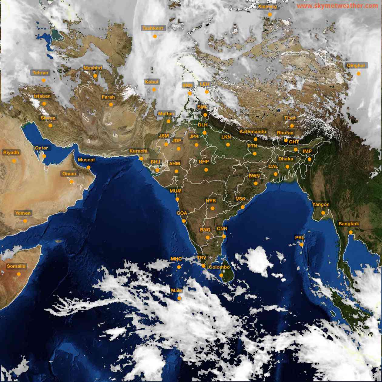 Latest INSAT Weather Satellite Image of India - Infrared Map - 12:00 IST on 31 December 2025