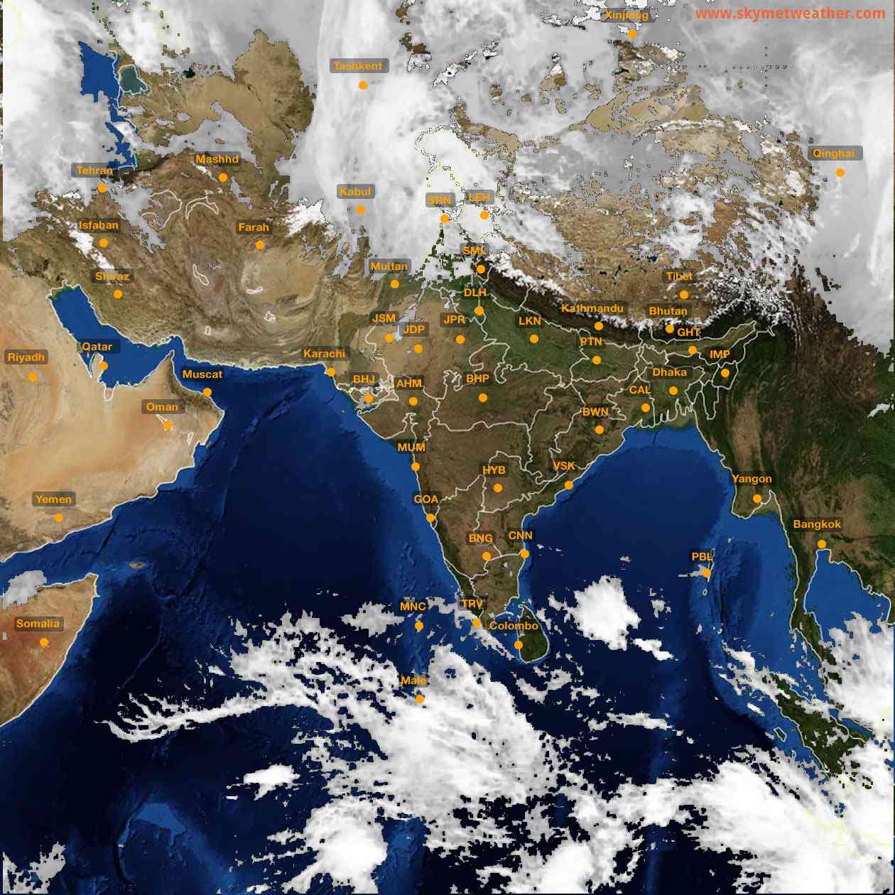 Latest INSAT Weather Satellite Image of India - Infrared Map - 13:00 IST on 31 December 2025