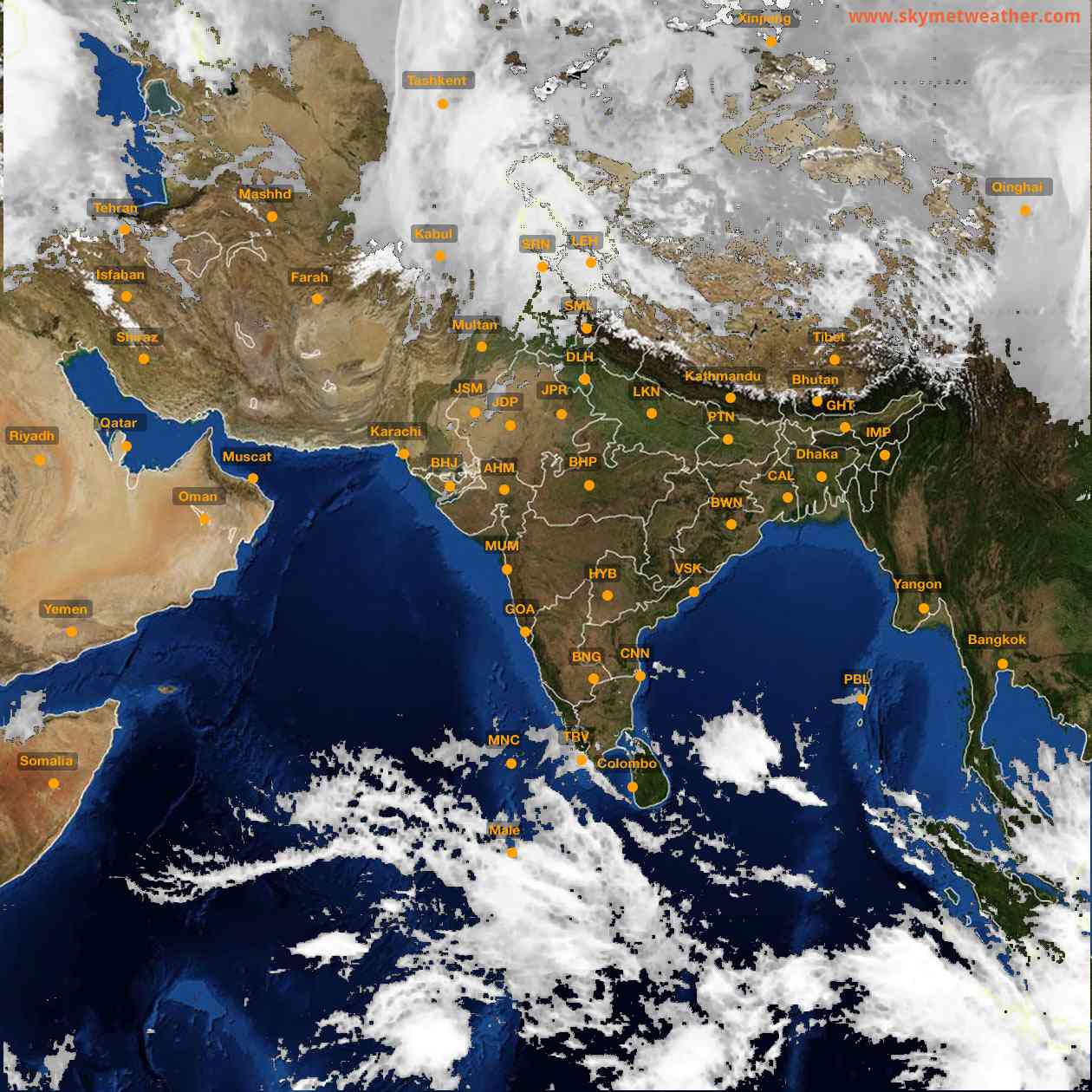Latest INSAT Weather Satellite Image of India - Infrared Map - 14:00 IST on 31 December 2025