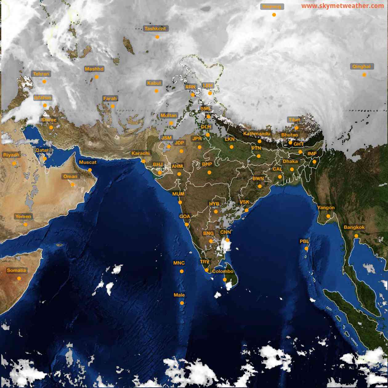 Latest INSAT Weather Satellite Image of India - Infrared Map - 06:00 IST on 13 January 2026