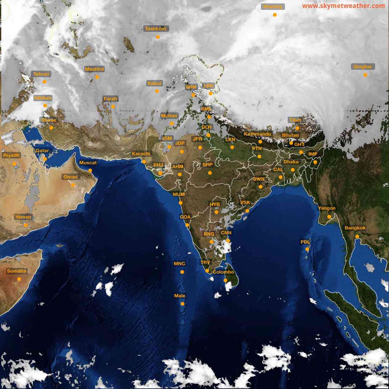 Latest INSAT Weather Satellite Image of India - Infrared Map - 07:00 IST on 13 January 2026