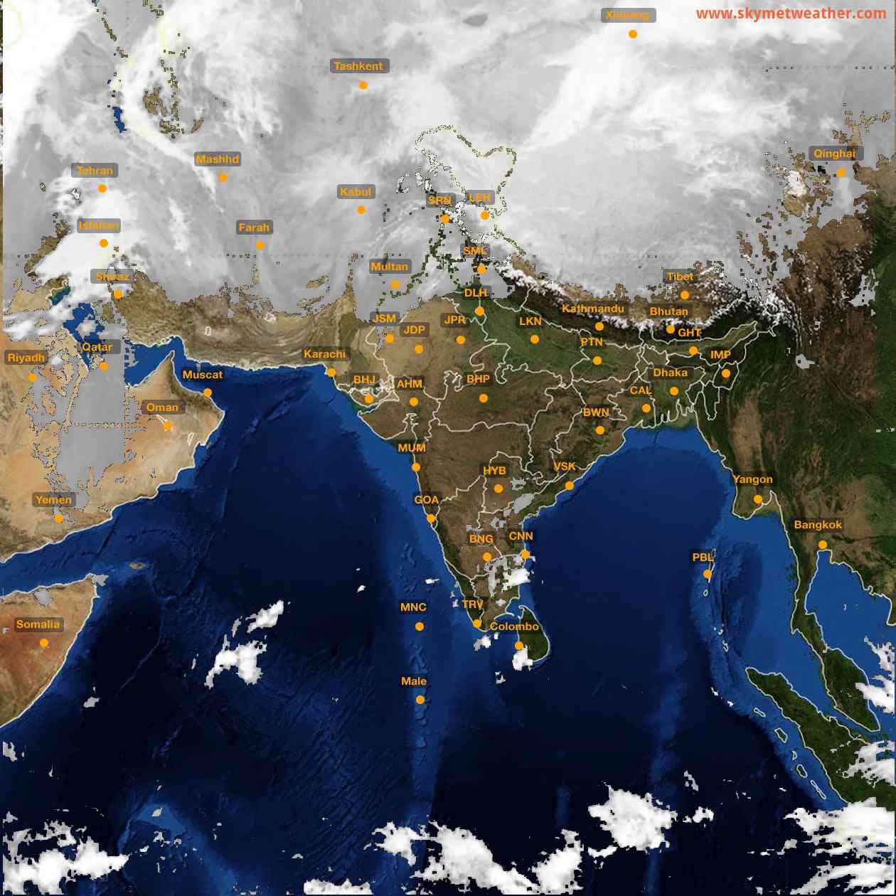 Latest INSAT Weather Satellite Image of India - Infrared Map - 09:00 IST on 13 January 2026