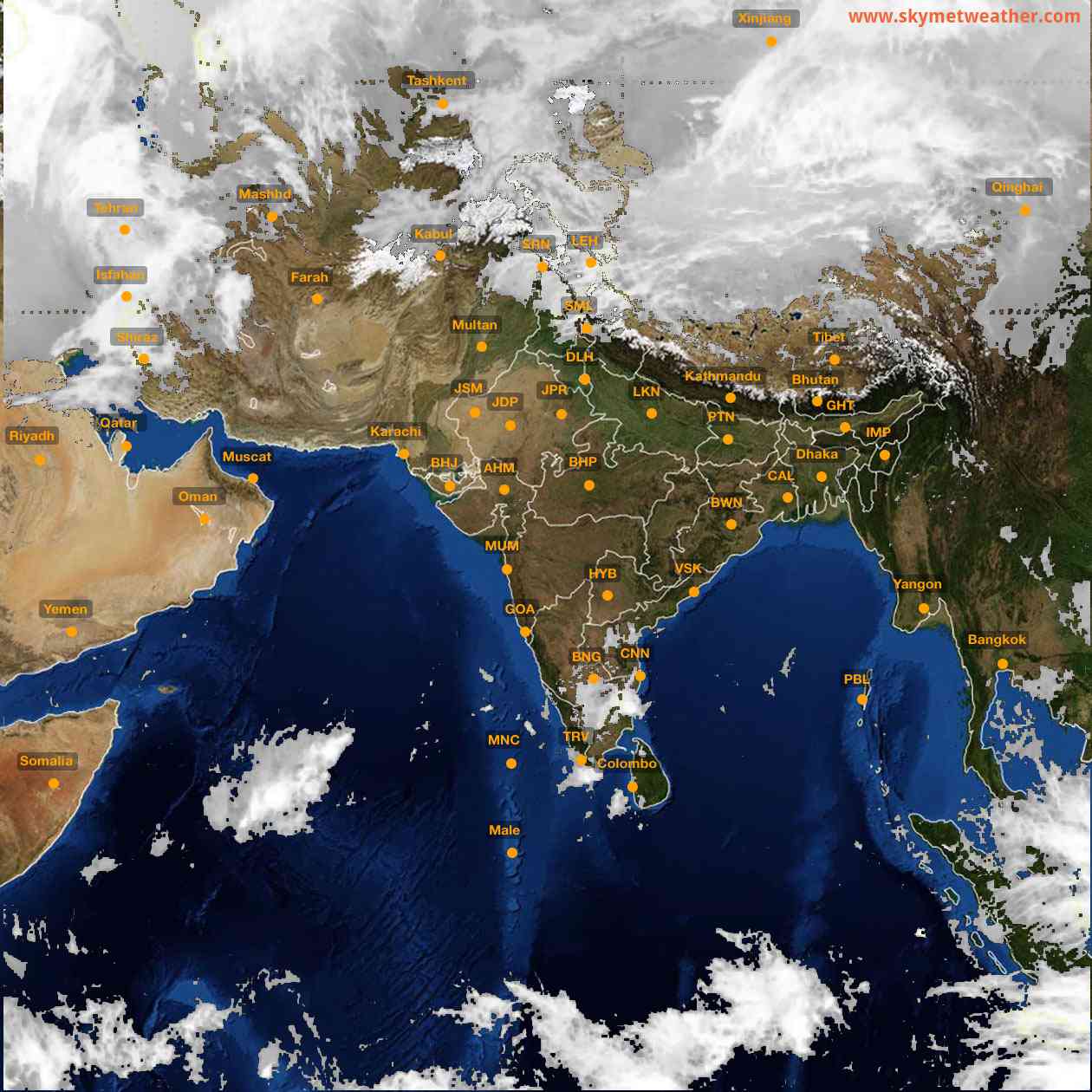Latest INSAT Weather Satellite Image of India - Infrared Map - 13:00 IST on 13 January 2026