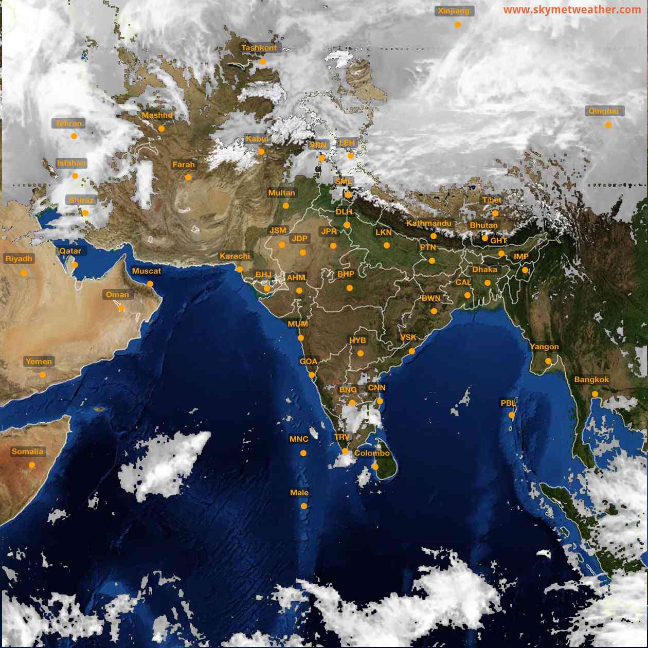 Latest INSAT Weather Satellite Image of India - Infrared Map - 14:00 IST on 13 January 2026