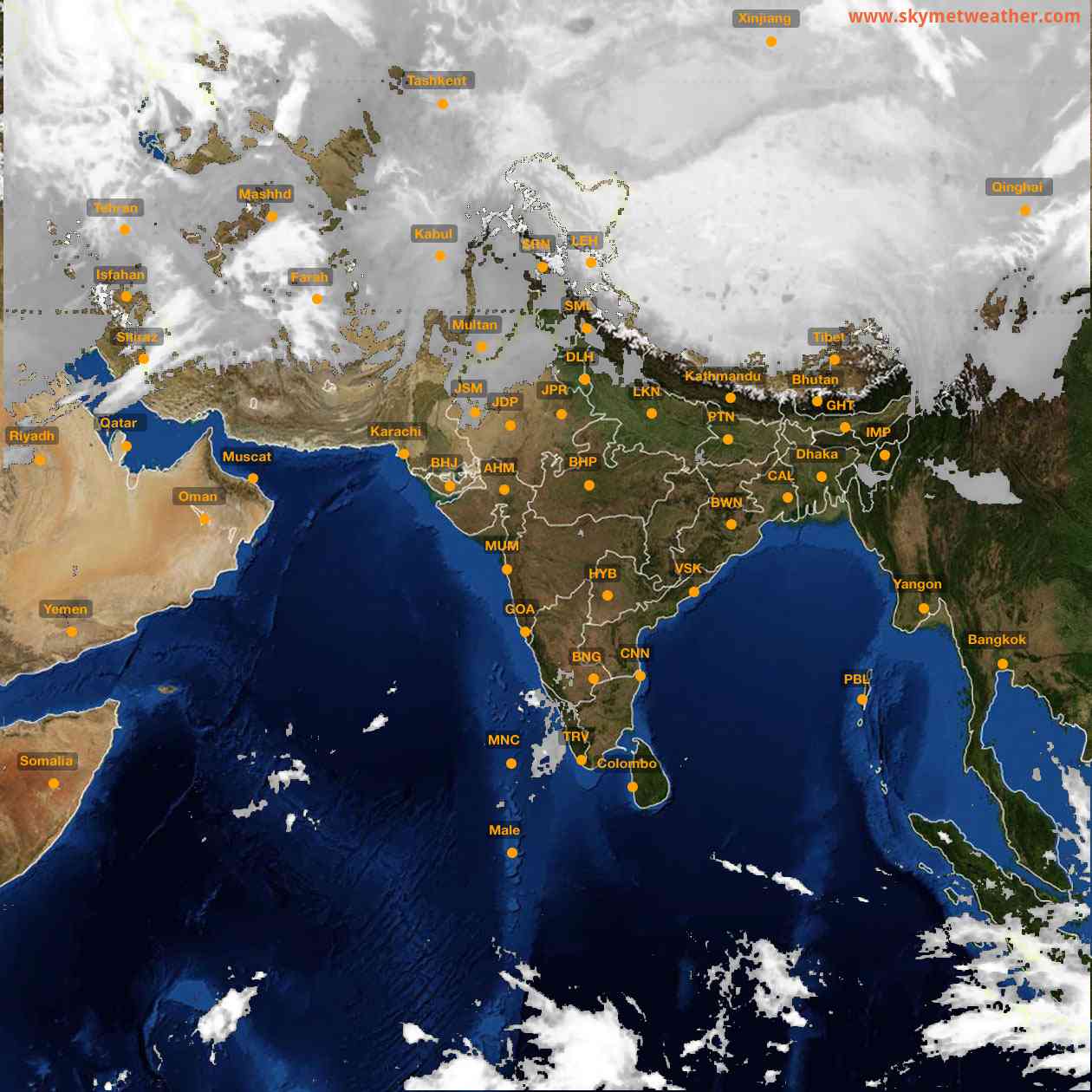 Latest INSAT Weather Satellite Image of India - Infrared Map - 07:00 IST on 14 January 2026
