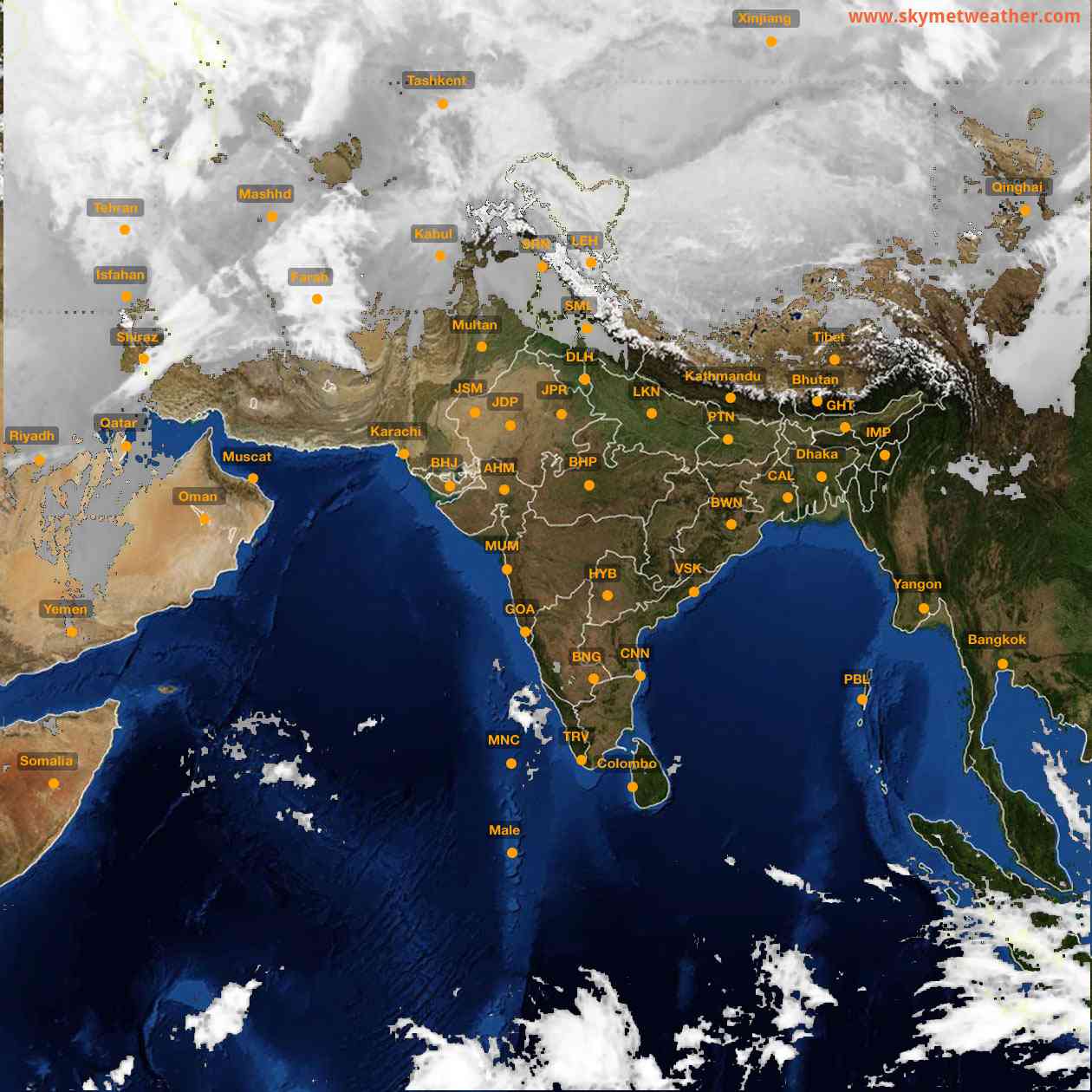 Latest INSAT Weather Satellite Image of India - Infrared Map - 10:00 IST on 14 January 2026