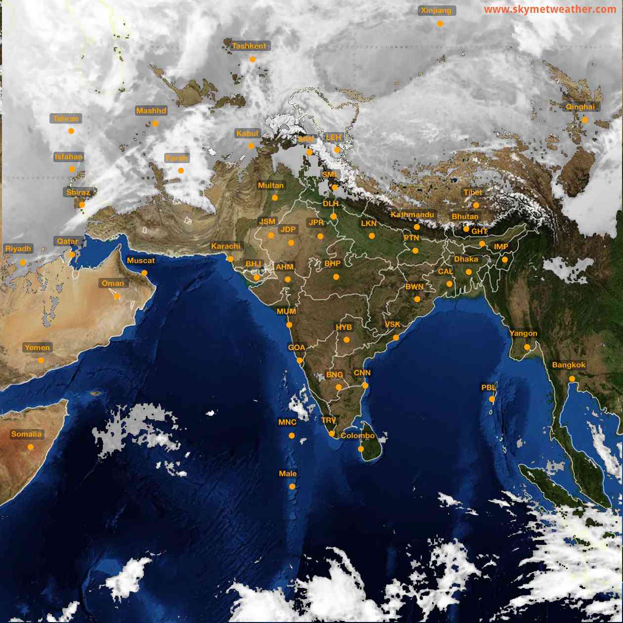 Latest INSAT Weather Satellite Image of India - Infrared Map - 11:00 IST on 14 January 2026