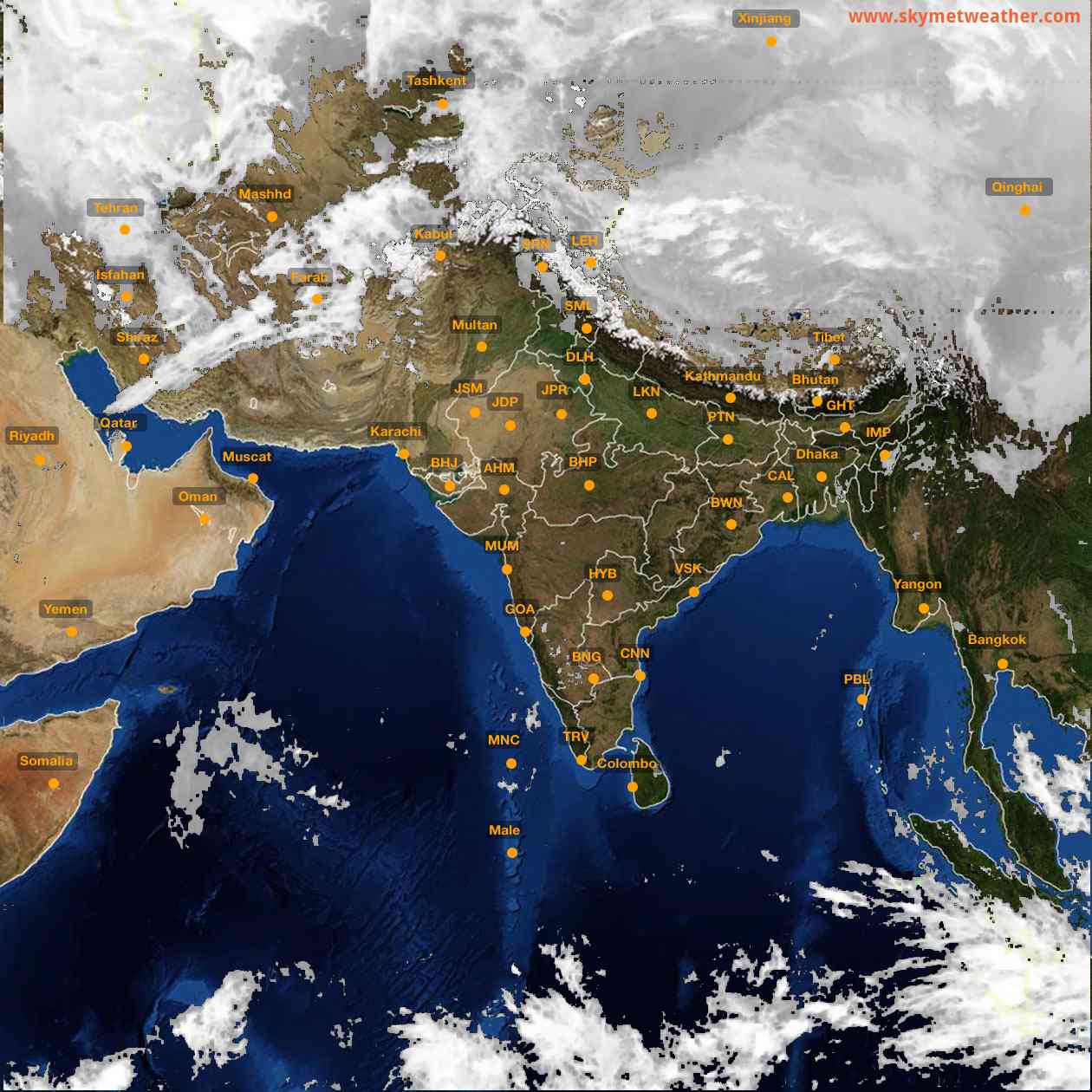 Latest INSAT Weather Satellite Image of India - Infrared Map - 15:00 IST on 14 January 2026