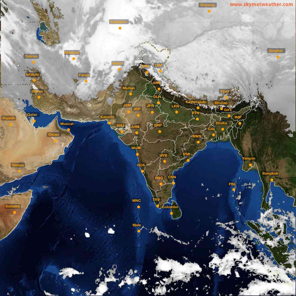 Latest INSAT Weather Satellite Image of India - Infrared Map - 02:00 IST on 22 January 2026