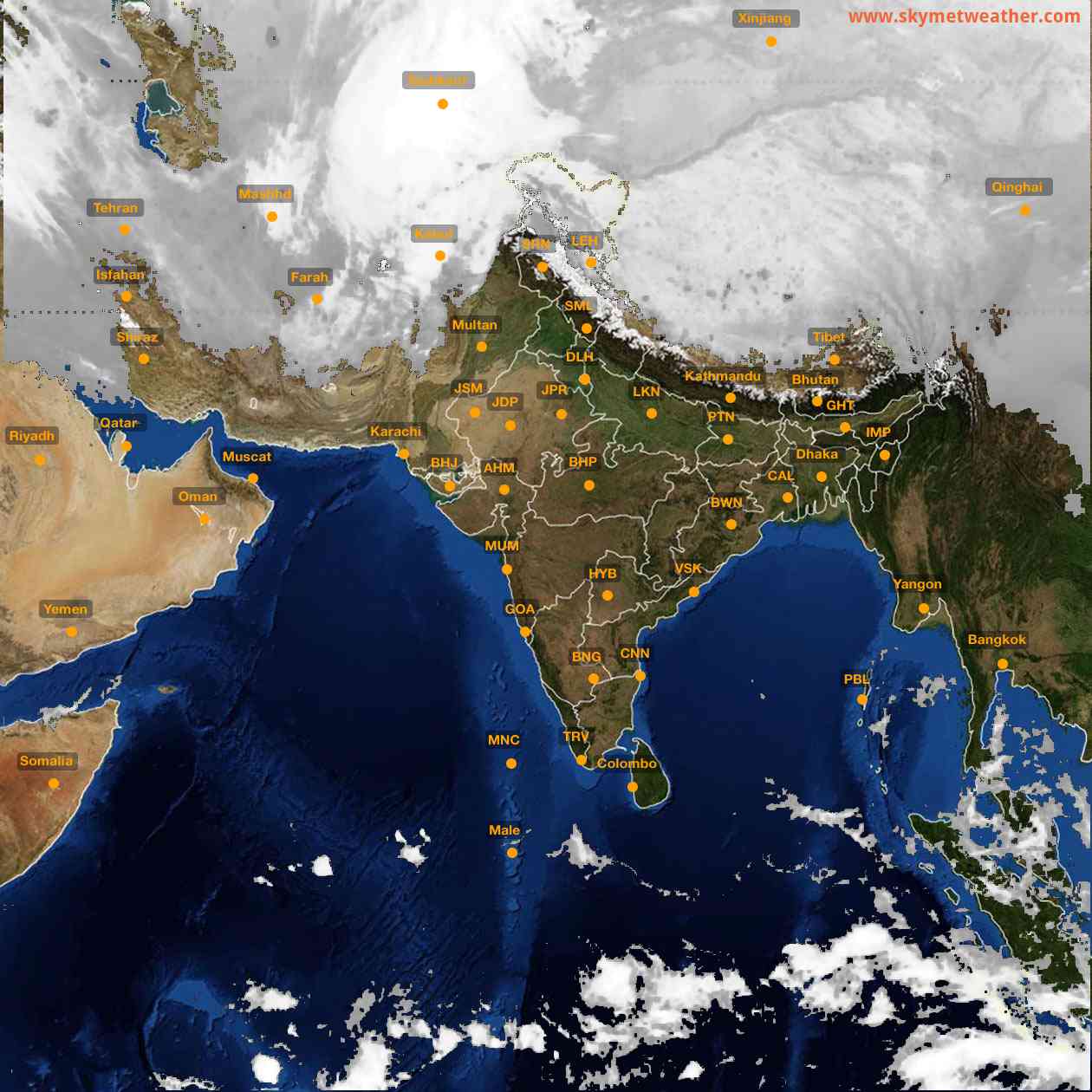 Latest INSAT Weather Satellite Image of India - Infrared Map - 04:00 IST on 22 January 2026