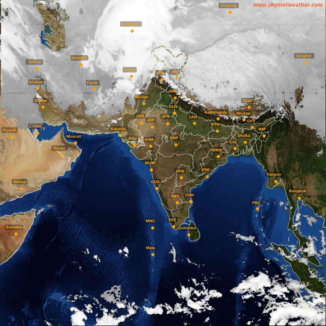 Latest INSAT Weather Satellite Image of India - Infrared Map - 07:00 IST on 22 January 2026