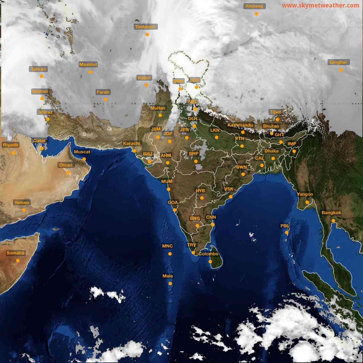Latest INSAT Weather Satellite Image of India - Infrared Map - 04:00 IST on 23 January 2026