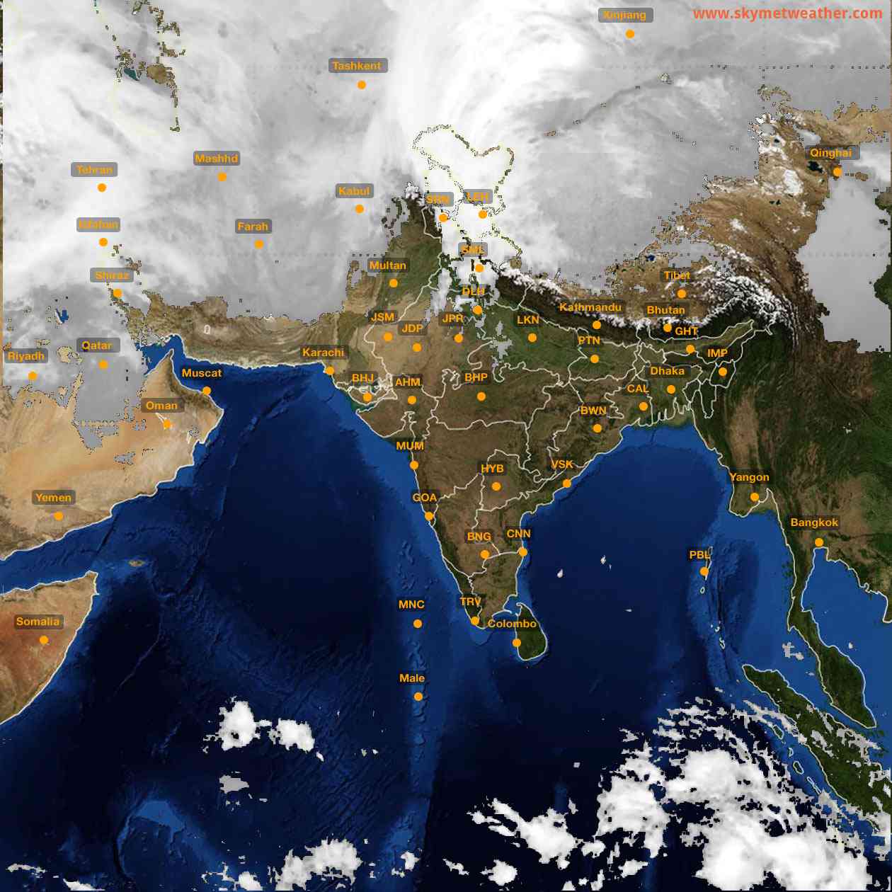 Latest INSAT Weather Satellite Image of India - Infrared Map - 09:00 IST on 23 January 2026