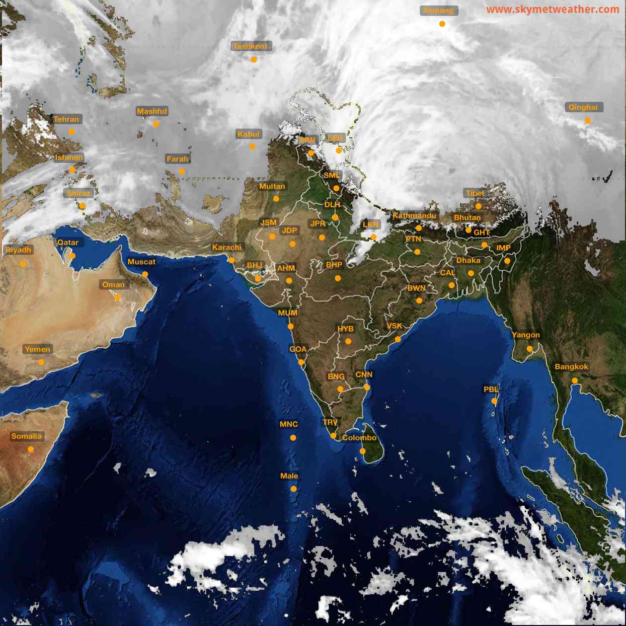 Latest INSAT Weather Satellite Image of India - Infrared Map - 04:00 IST on 28 January 2026
