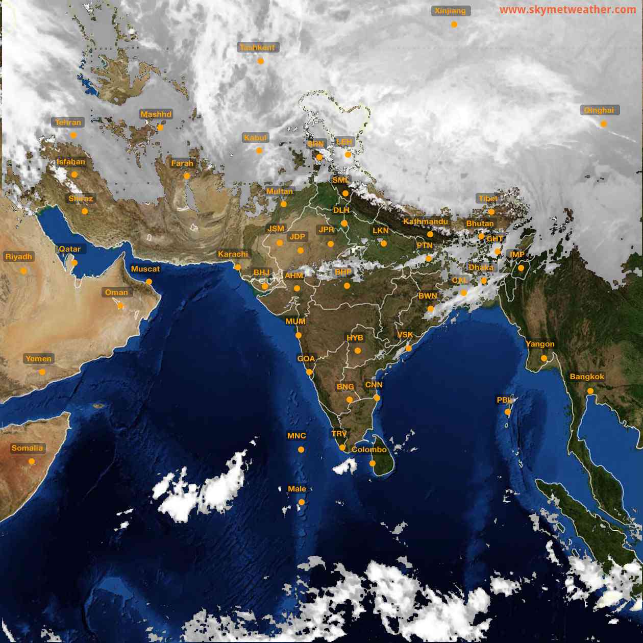 Latest INSAT Weather Satellite Image of India - Infrared Map - 07:00 IST on 2 February 2026