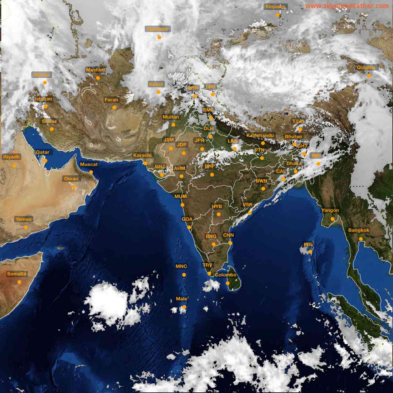 Latest INSAT Weather Satellite Image of India - Infrared Map - 12:00 IST on 2 February 2026