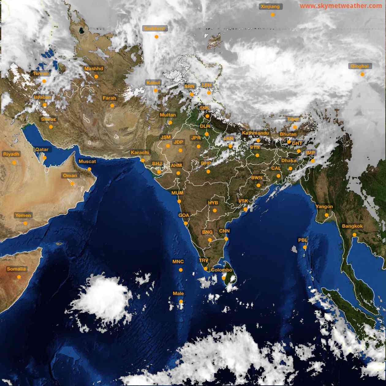 Latest INSAT Weather Satellite Image of India - Infrared Map - 16:00 IST on 2 February 2026