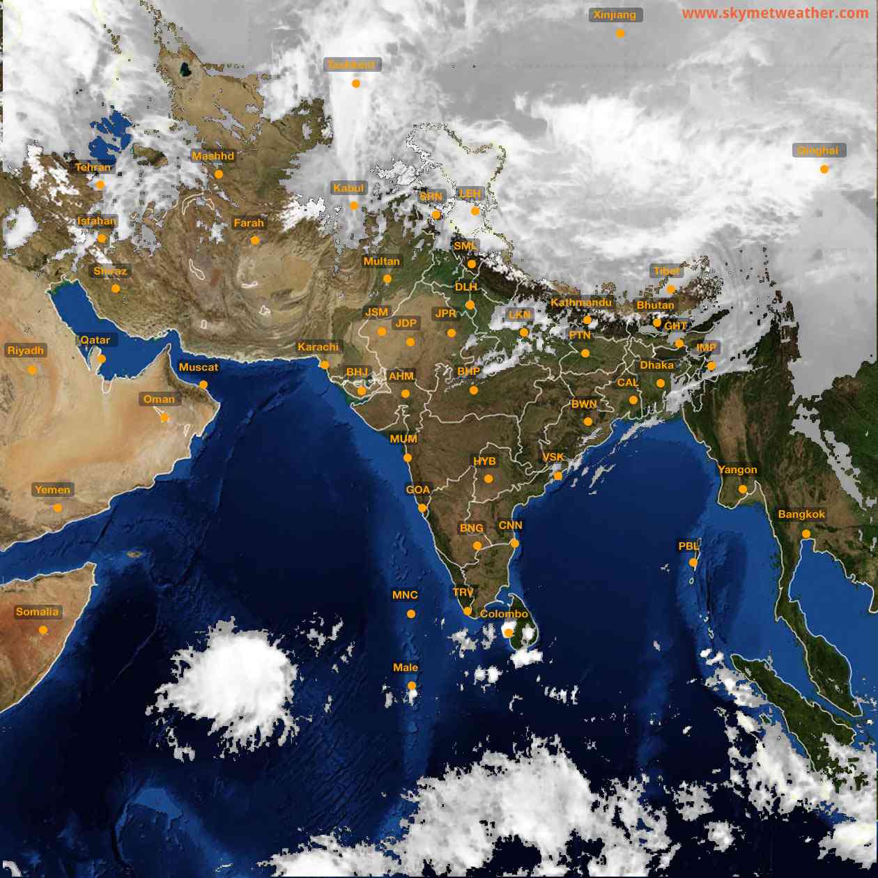Latest INSAT Weather Satellite Image of India - Infrared Map - 17:00 IST on 2 February 2026