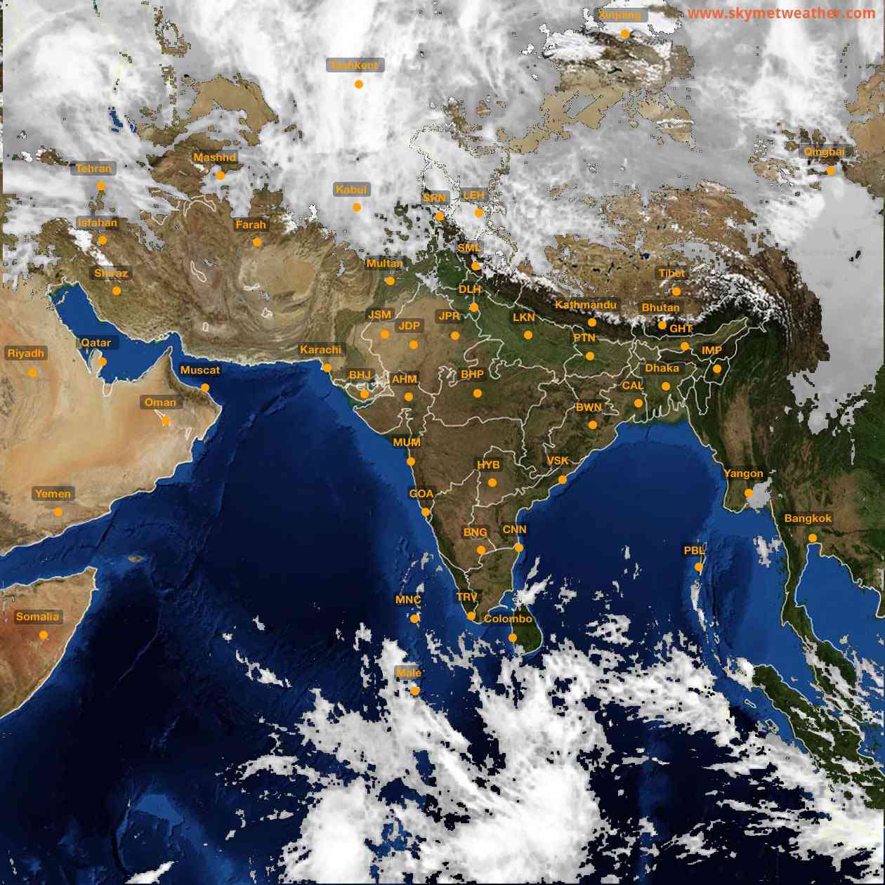 Latest INSAT Weather Satellite Image of India - Infrared Map - 12:00 IST on 9 February 2026