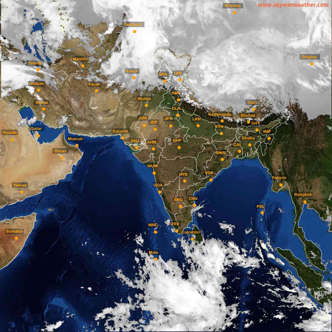 Latest INSAT Weather Satellite Image of India - Infrared Map - 19:00 IST on 9 February 2026