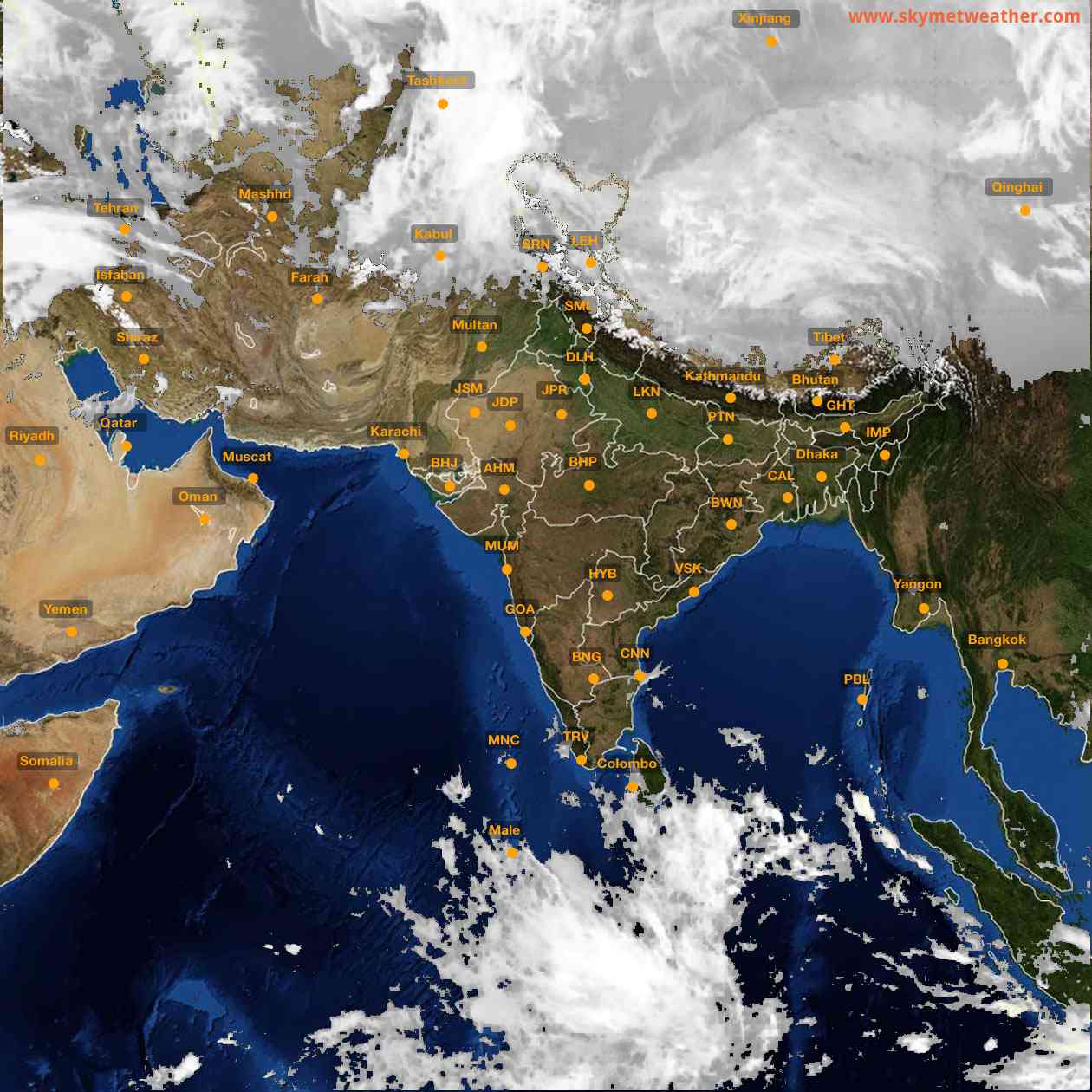 Latest INSAT Weather Satellite Image of India - Infrared Map - 20:00 IST on 9 February 2026