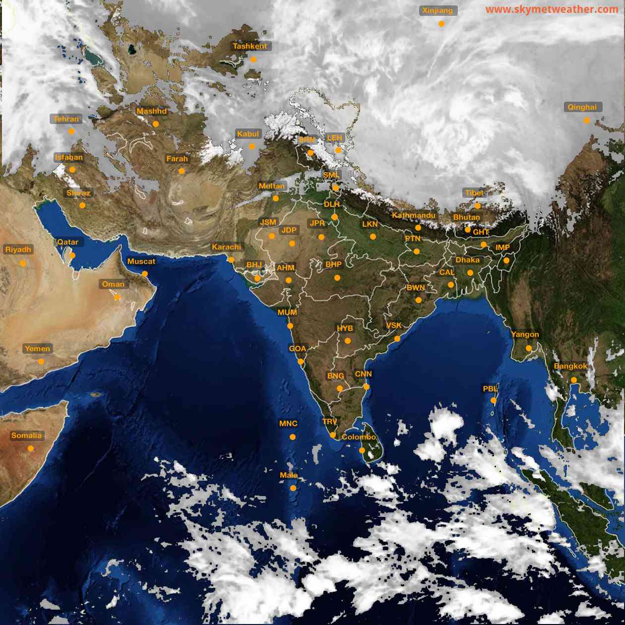 Latest INSAT Weather Satellite Image of India - Infrared Map - 04:00 IST on 14 February 2026