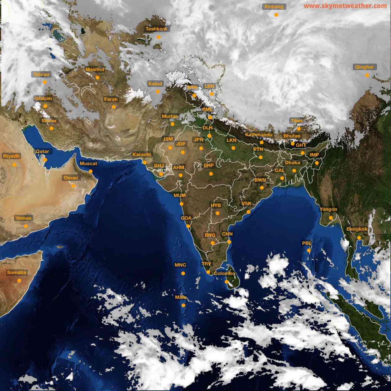 Latest INSAT Weather Satellite Image of India - Infrared Map - 05:00 IST on 14 February 2026