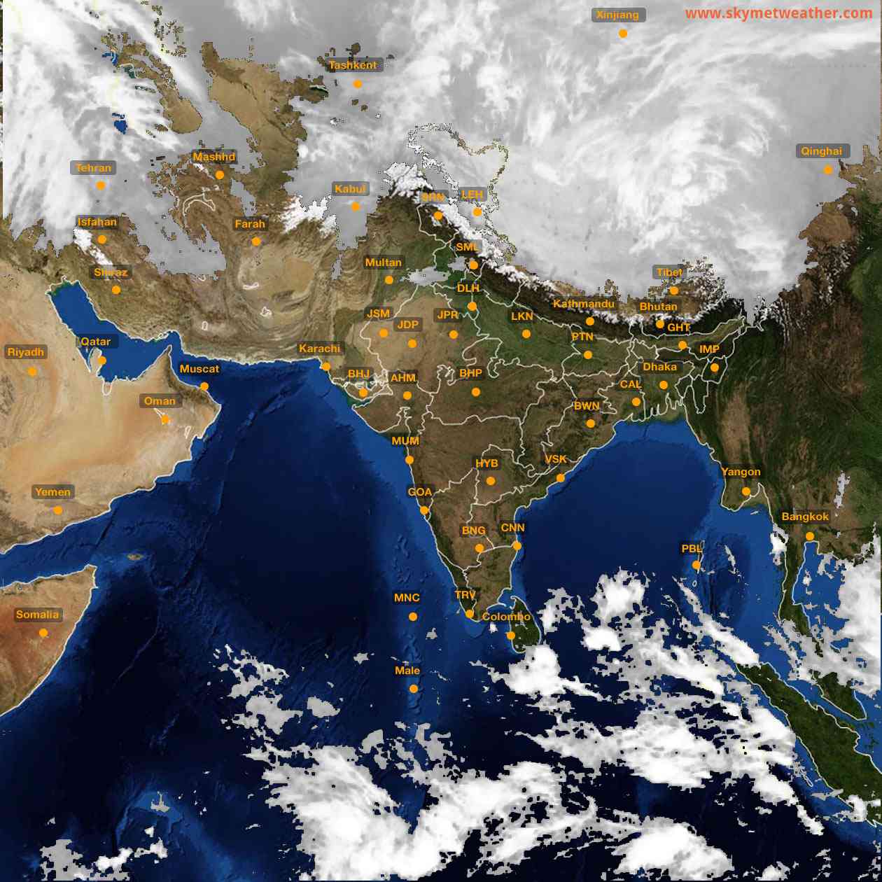 Latest INSAT Weather Satellite Image of India - Infrared Map - 07:00 IST on 14 February 2026