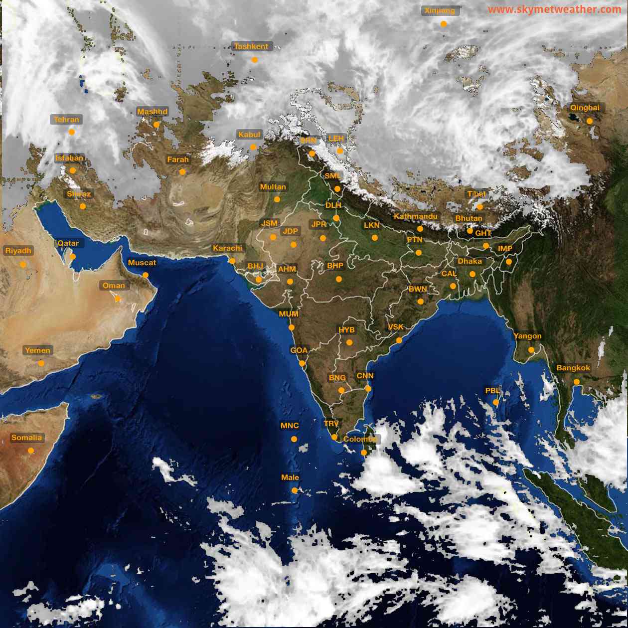 Latest INSAT Weather Satellite Image of India - Infrared Map - 10:00 IST on 14 February 2026