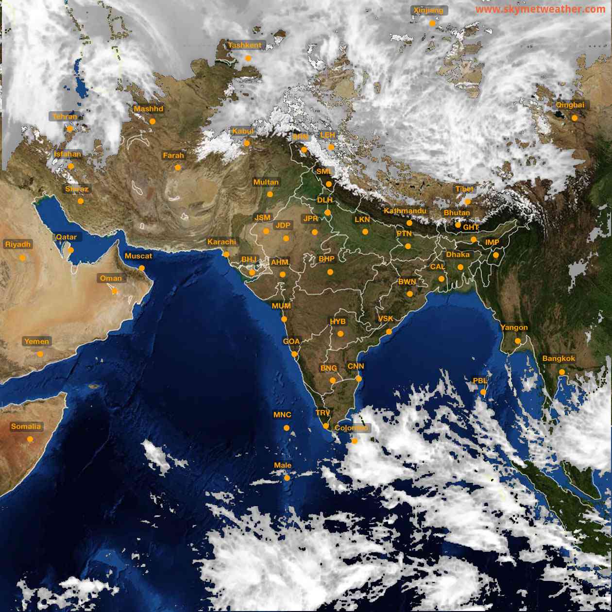 Latest INSAT Weather Satellite Image of India - Infrared Map - 12:00 IST on 14 February 2026