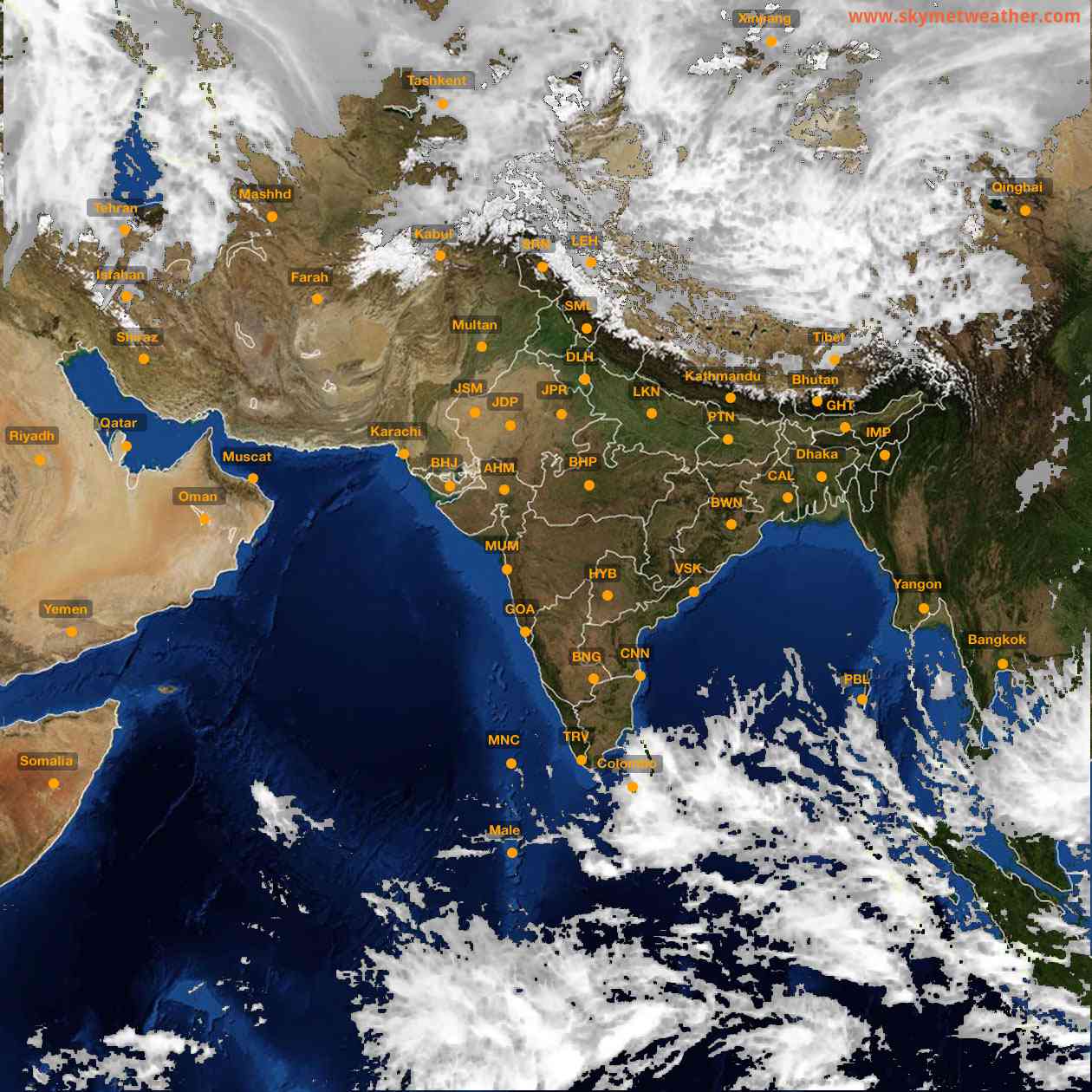 Latest INSAT Weather Satellite Image of India - Infrared Map - 13:00 IST on 14 February 2026