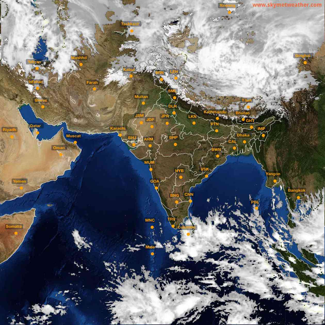 Latest INSAT Weather Satellite Image of India - Infrared Map - 15:00 IST on 14 February 2026