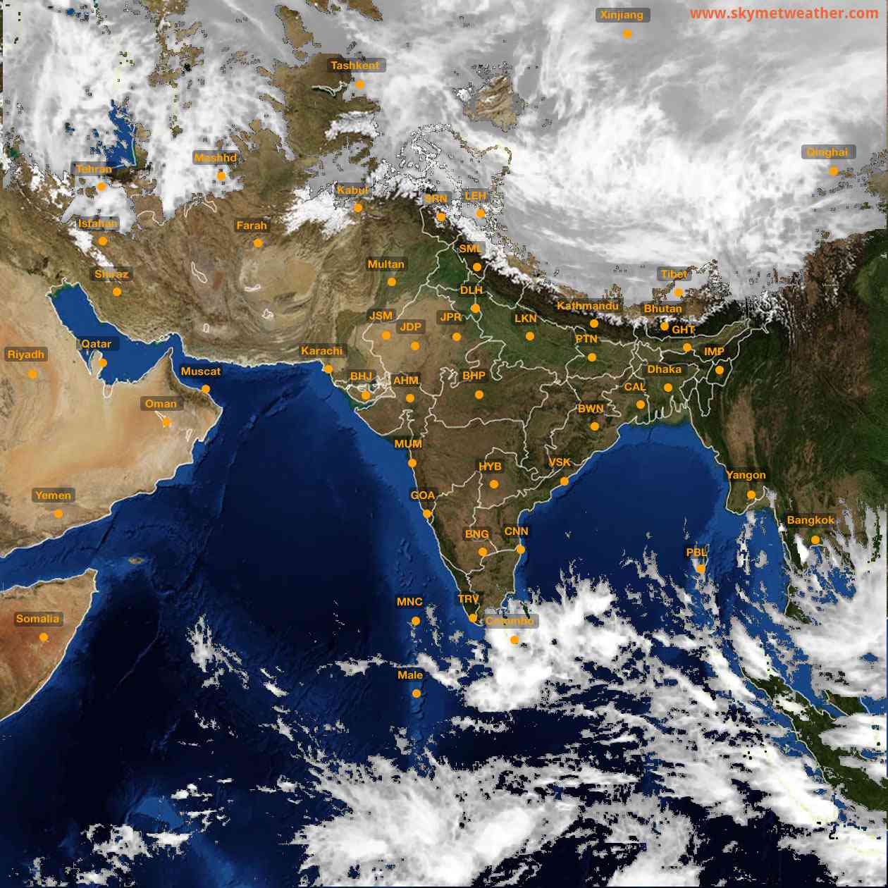 Latest INSAT Weather Satellite Image of India - Infrared Map - 17:00 IST on 14 February 2026