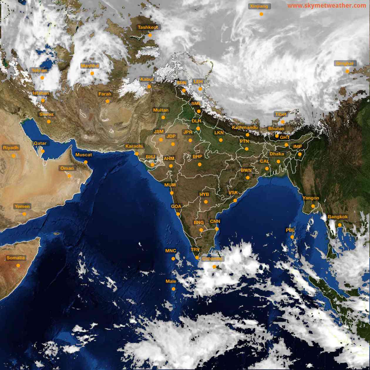 Latest INSAT Weather Satellite Image of India - Infrared Map - 19:00 IST on 14 February 2026