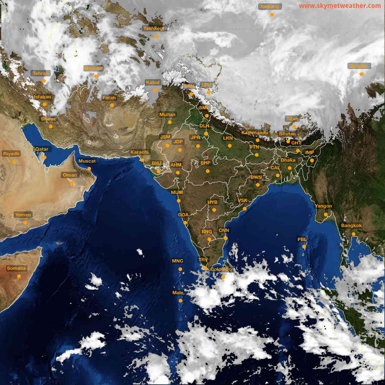 Latest INSAT Weather Satellite Image of India - Infrared Map - 01:00 IST on 15 February 2026