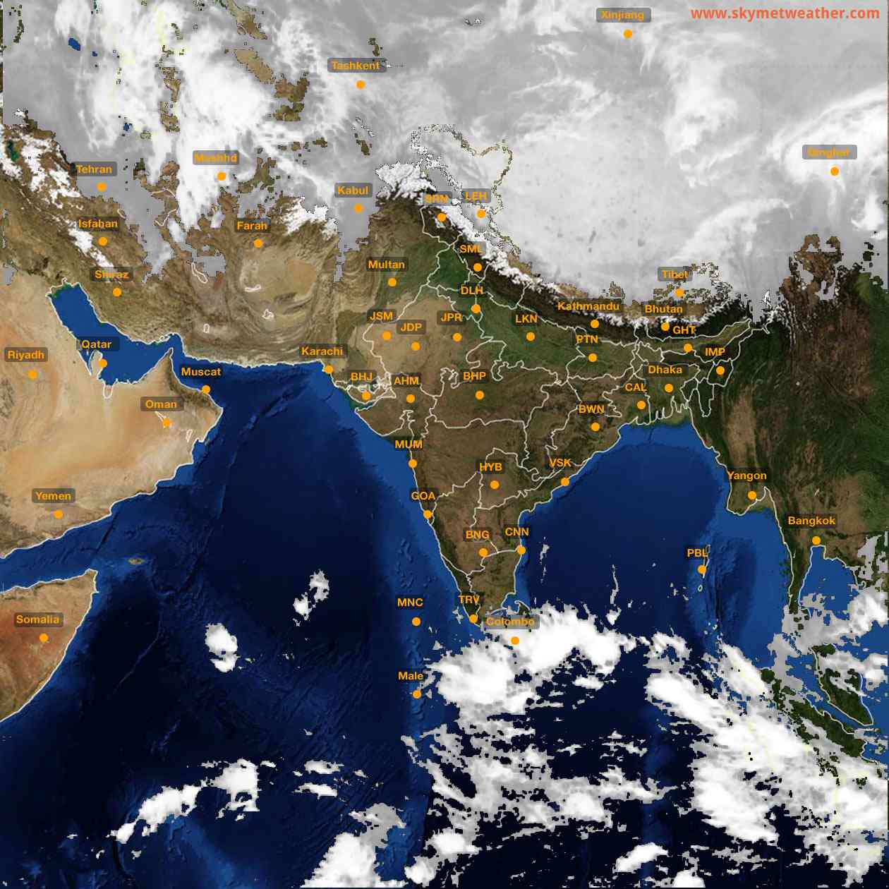 Latest INSAT Weather Satellite Image of India - Infrared Map - 07:00 IST on 15 February 2026
