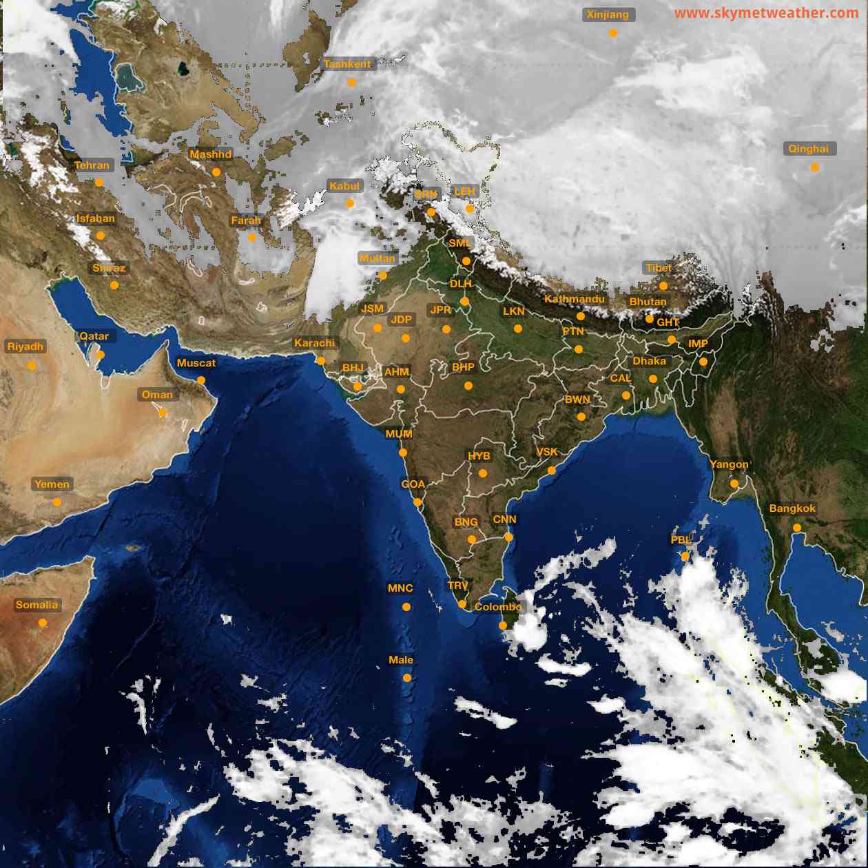 Latest INSAT Weather Satellite Image of India - Infrared Map - 02:00 IST on 17 February 2026