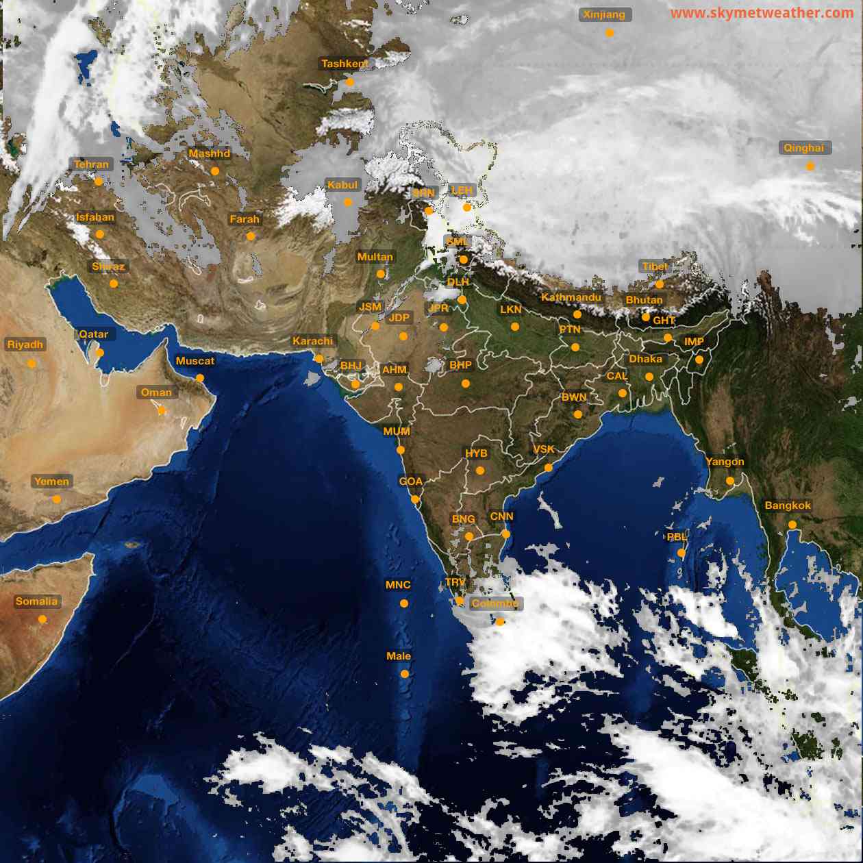 Latest INSAT Weather Satellite Image of India - Infrared Map - 03:00 IST on 18 February 2026