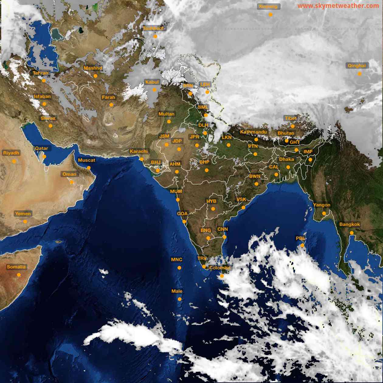 Latest INSAT Weather Satellite Image of India - Infrared Map - 02:00 IST on 19 February 2026