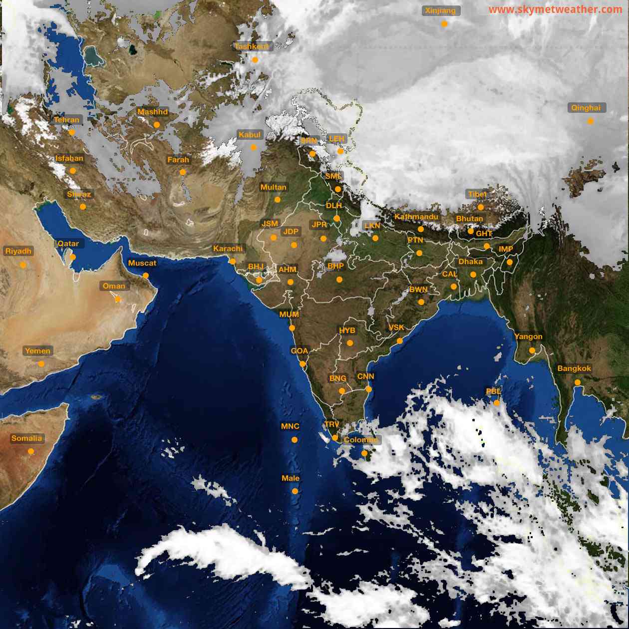Latest INSAT Weather Satellite Image of India - Infrared Map - 05:00 IST on 19 February 2026