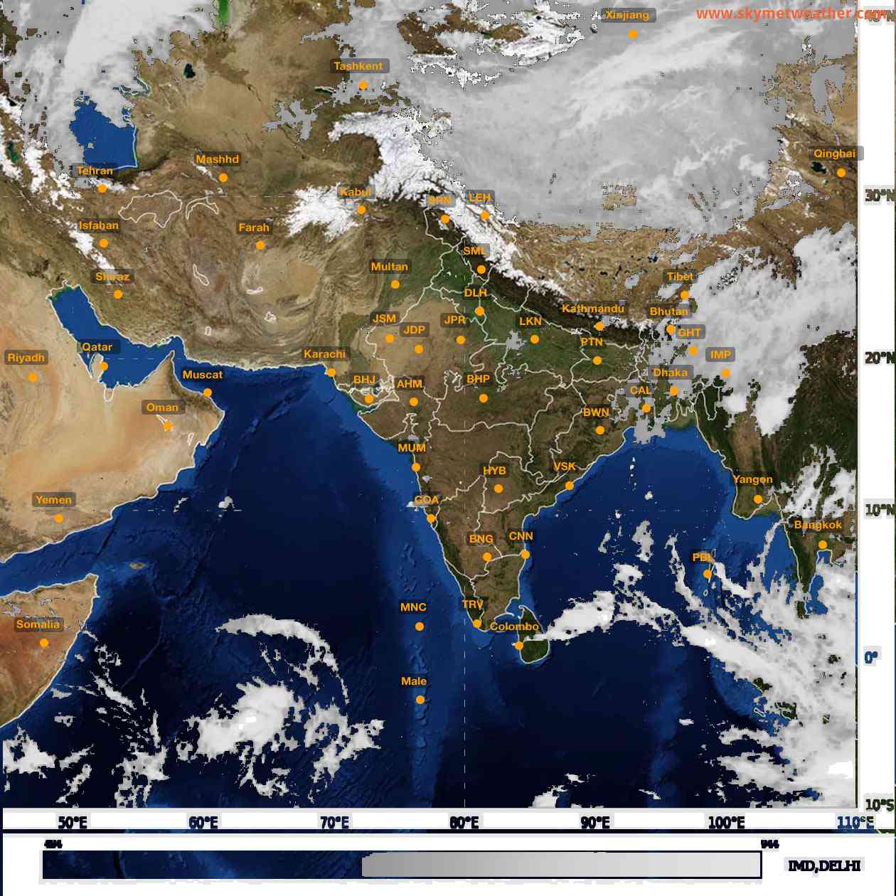 Latest INSAT Weather Satellite Image of India - Infrared Map - 01:00 IST on 25 February 2026