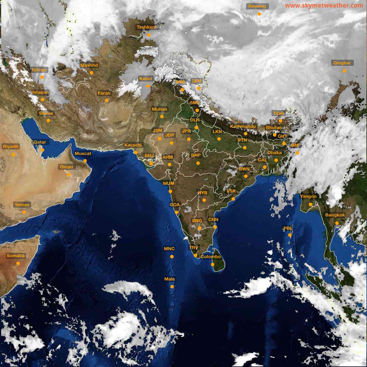 Latest INSAT Weather Satellite Image of India - Infrared Map - 02:00 IST on 25 February 2026