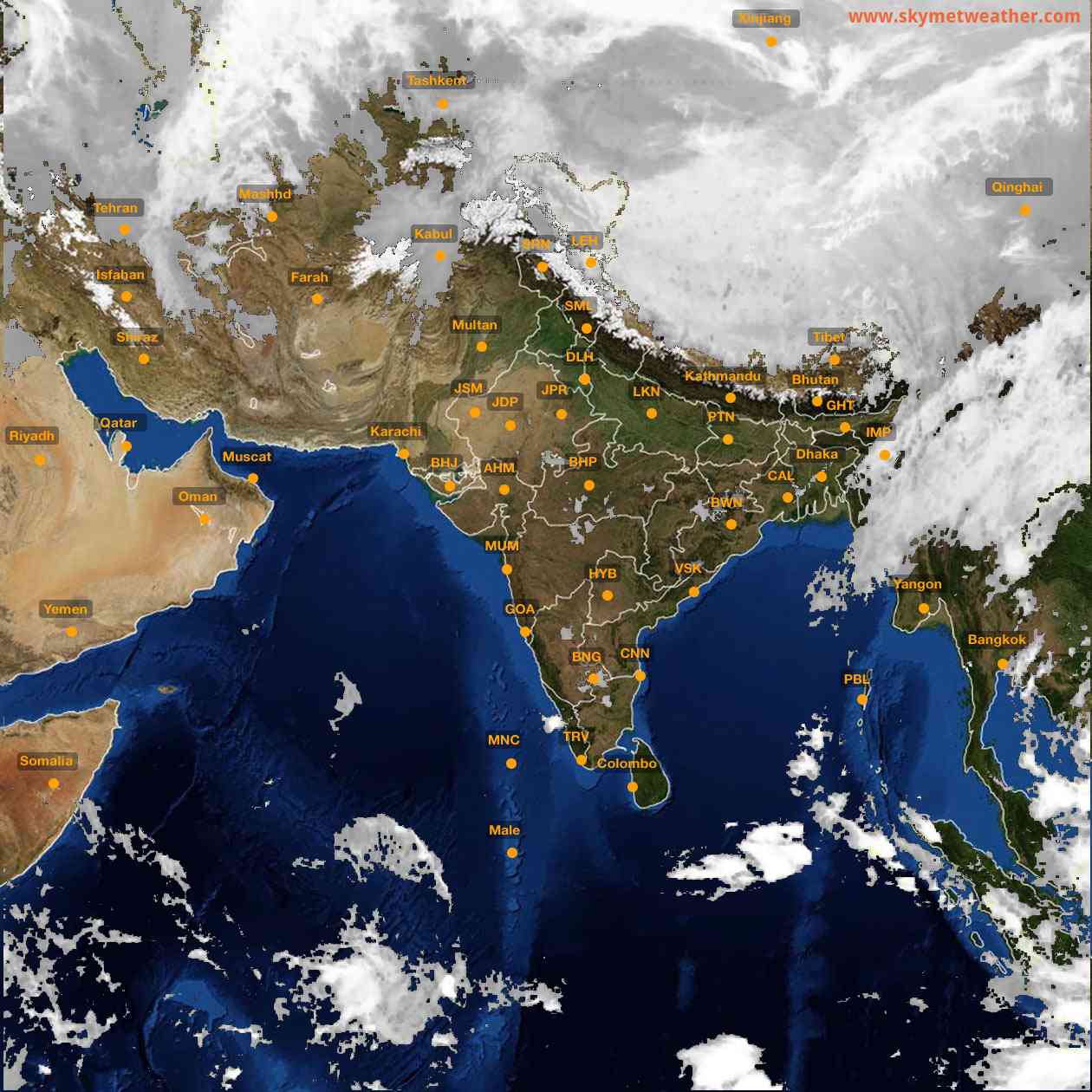 Latest INSAT Weather Satellite Image of India - Infrared Map - 06:00 IST on 25 February 2026