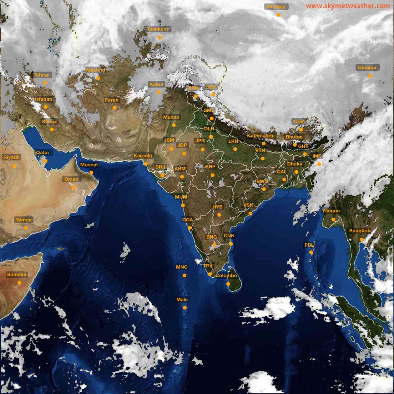 Latest INSAT Weather Satellite Image of India - Infrared Map - 07:00 IST on 25 February 2026