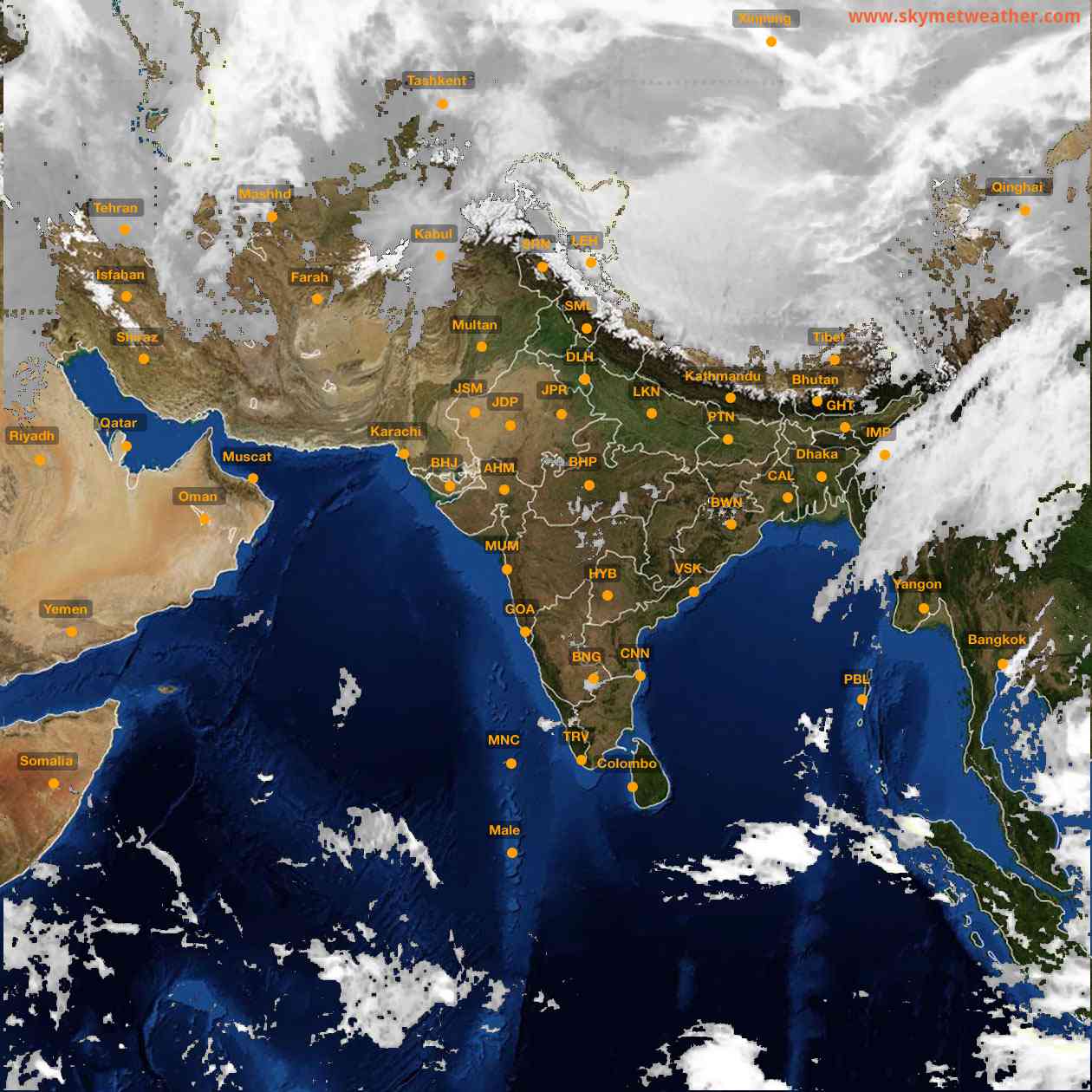 Latest INSAT Weather Satellite Image of India - Infrared Map - 08:00 IST on 25 February 2026