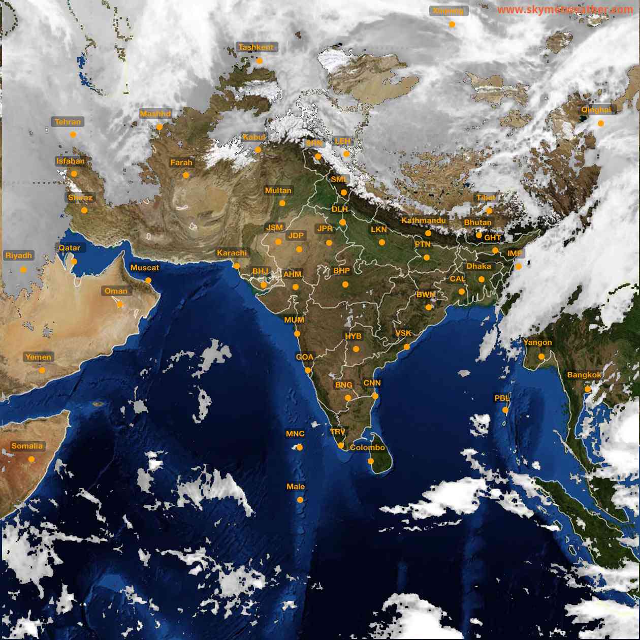 Latest INSAT Weather Satellite Image of India - Infrared Map - 10:00 IST on 25 February 2026
